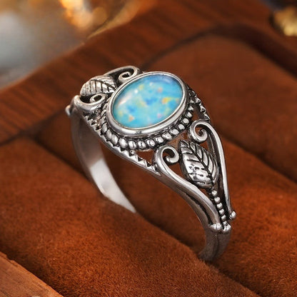 Opal Leaf Statement Ring