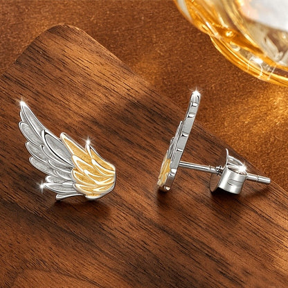 Two-Tone Angel Wing Stud Earrings