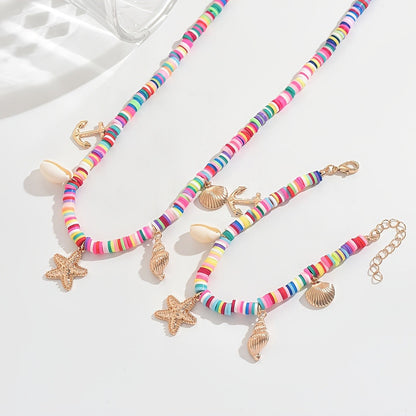 Colorful Seashell & Starfish Jewelry Set