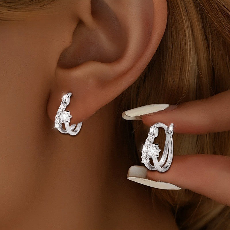 Interlocking Crystal Hoop Earrings