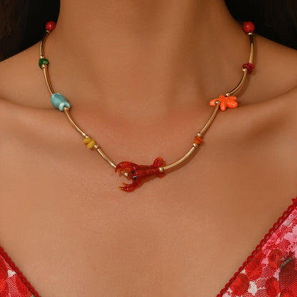 Colorful Crayfish Charm Necklace