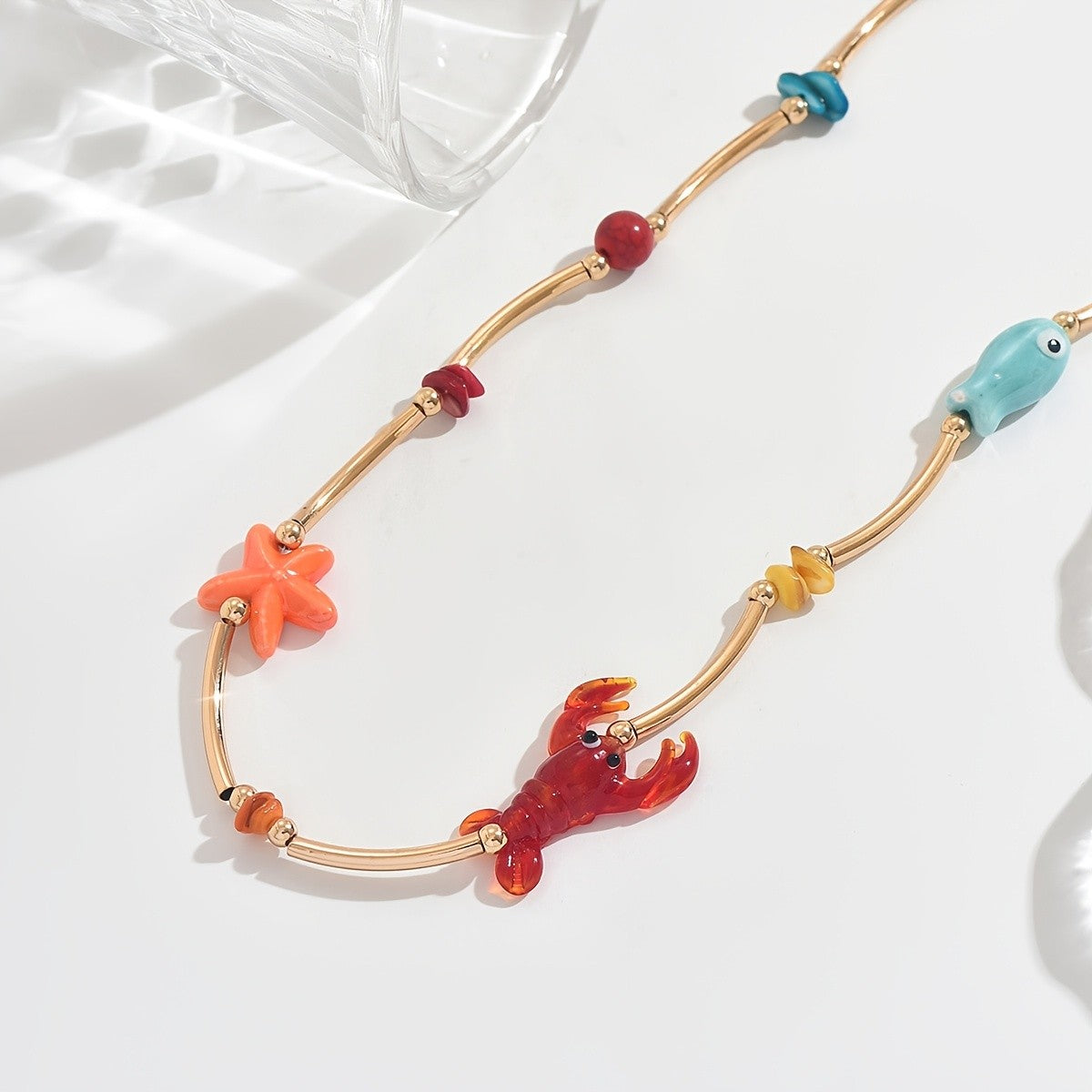 Colorful Crayfish Charm Necklace