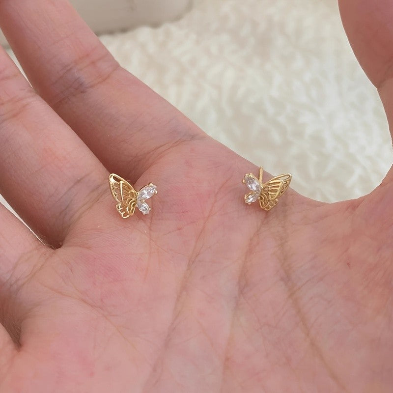 Open Wing Crystal Butterfly Earrings