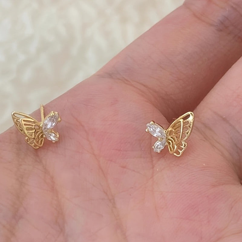 Open Wing Crystal Butterfly Earrings