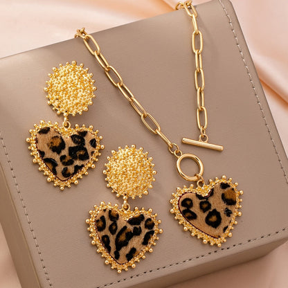 Leopard Heart Jewelry Set