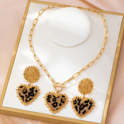 Leopard Heart Jewelry Set