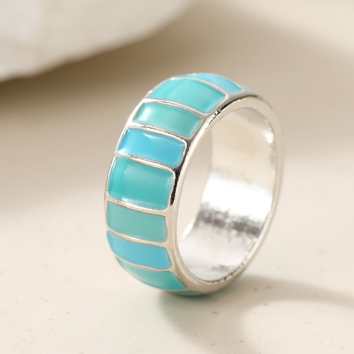 Turquoise Mosaic Band Ring
