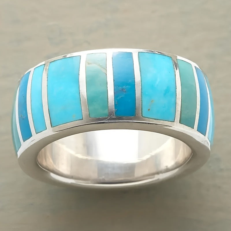 Turquoise Mosaic Band Ring