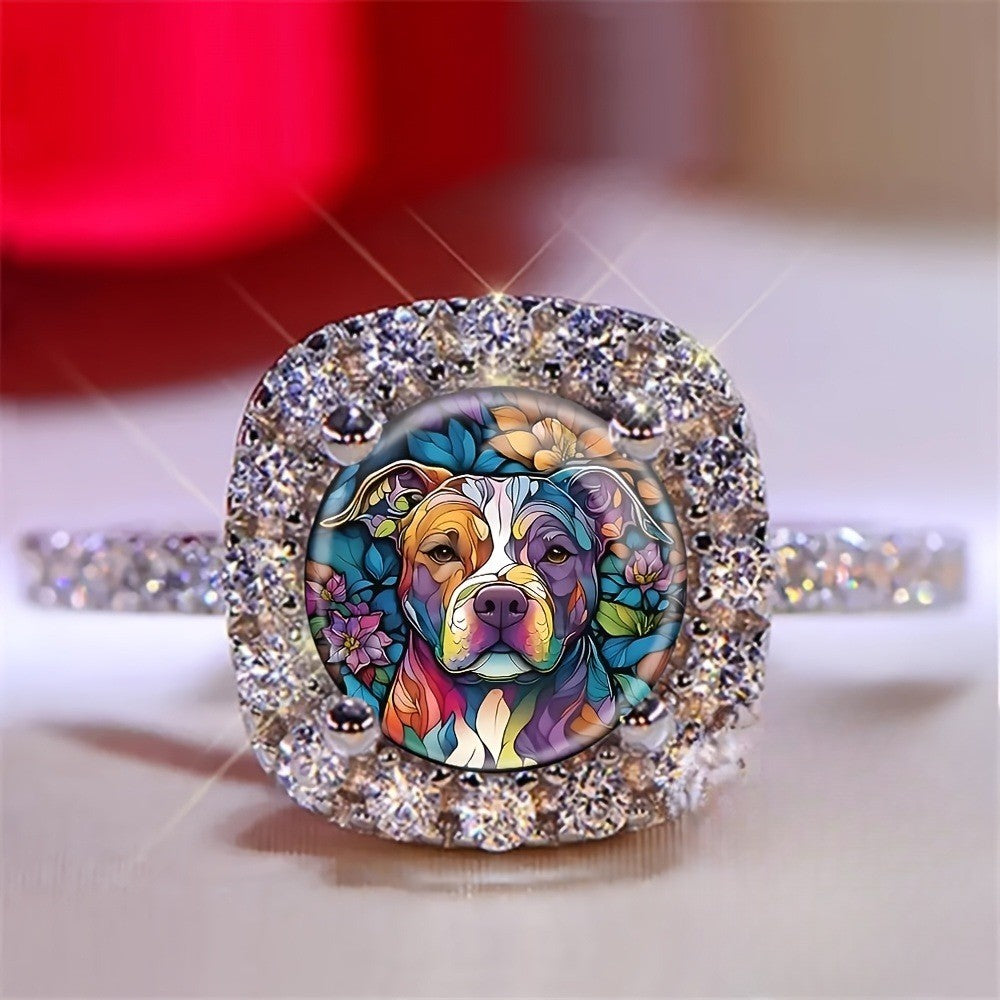 Colorful Dog Portrait Ring
