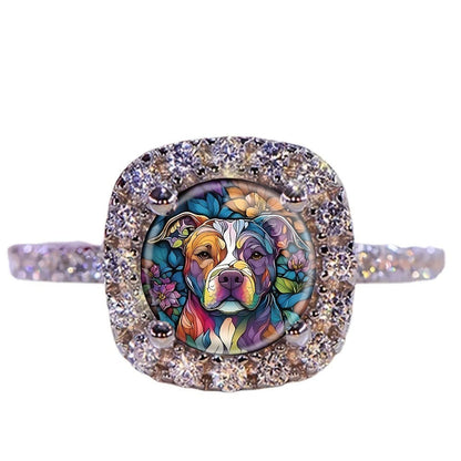 Colorful Dog Portrait Ring