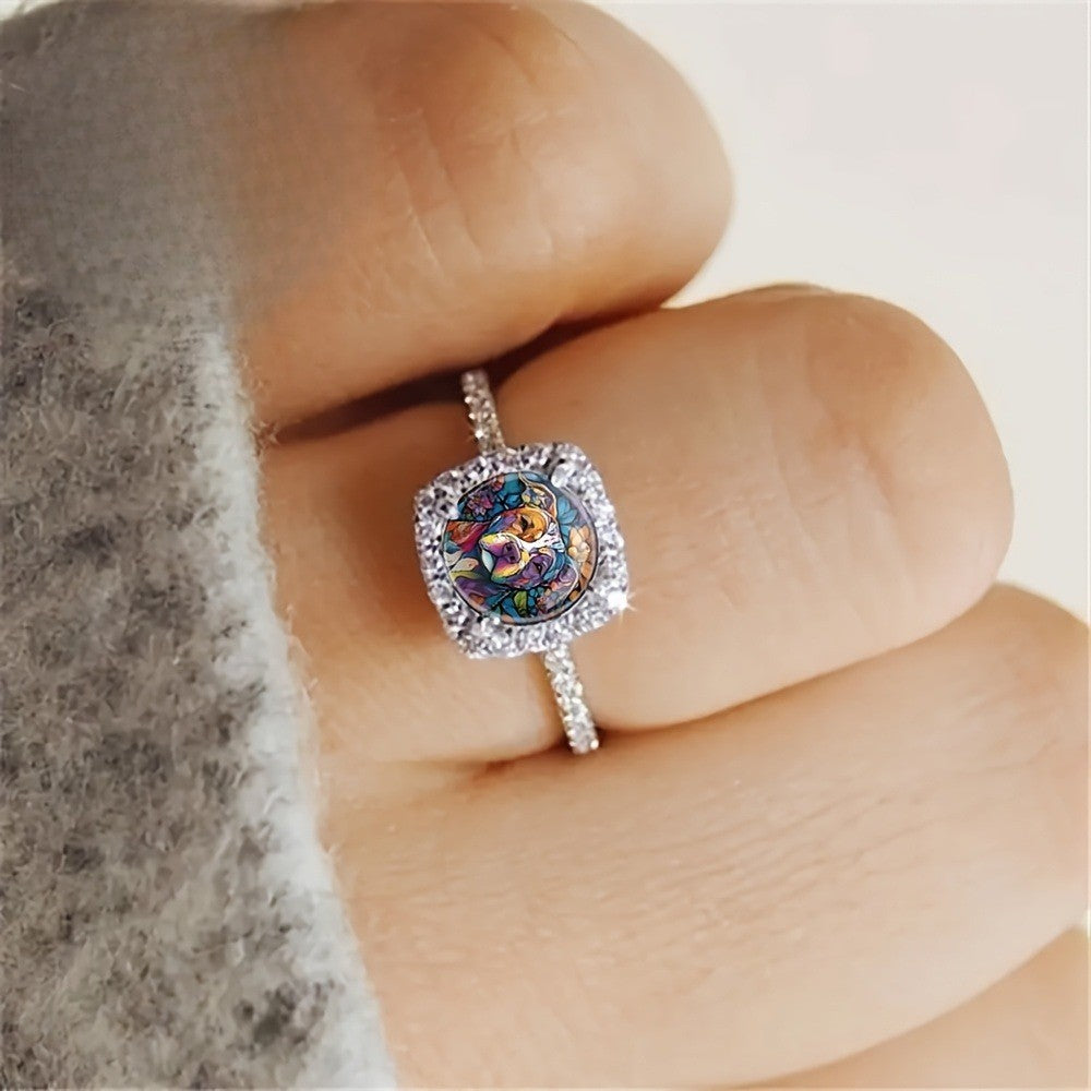 Colorful Dog Portrait Ring