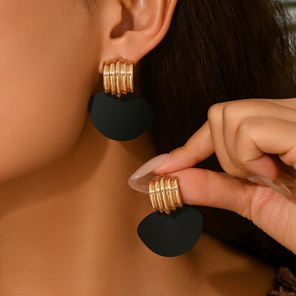 Black Disc Hoop Earrings