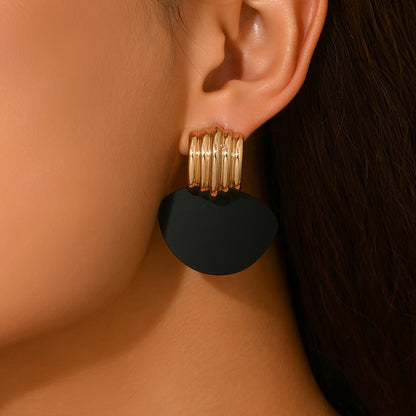 Black Disc Hoop Earrings