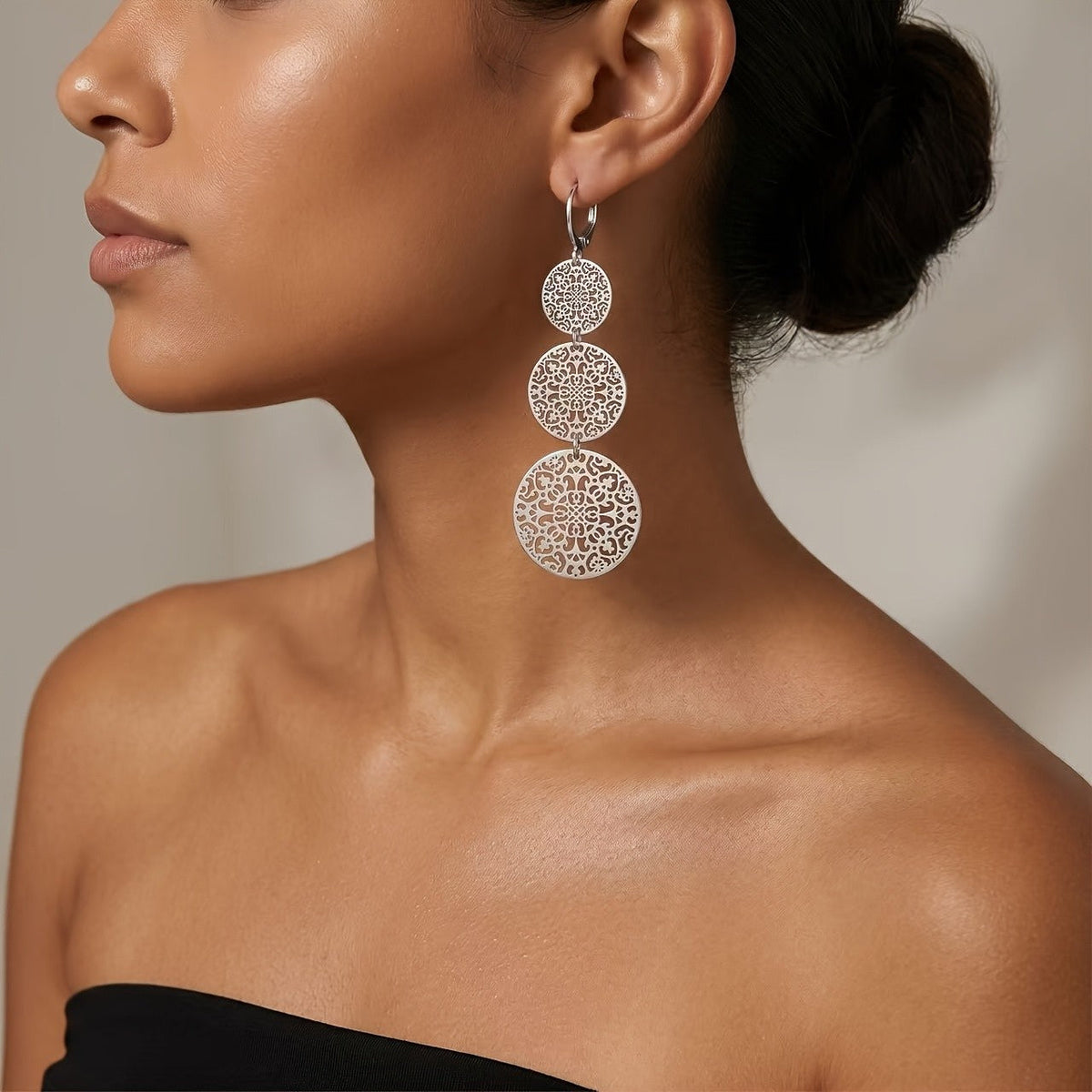 Filigree Circle Drop Earrings