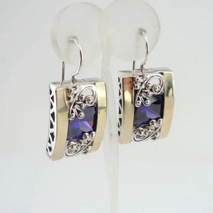 Purple Square Filigree Earrings