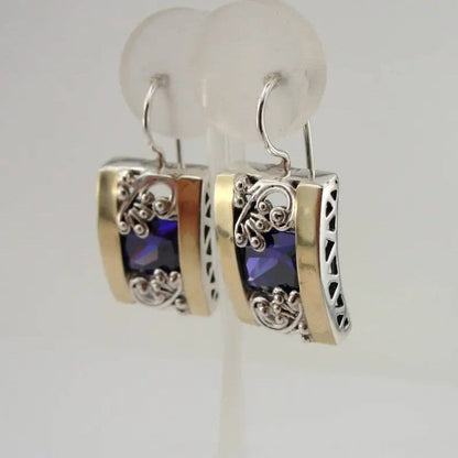 Purple Square Filigree Earrings