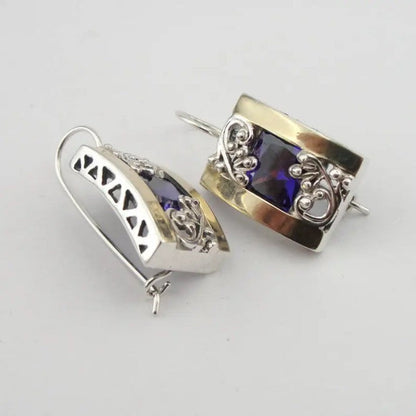 Purple Square Filigree Earrings