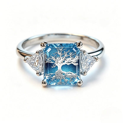 Blue Tree of Life Square Ring