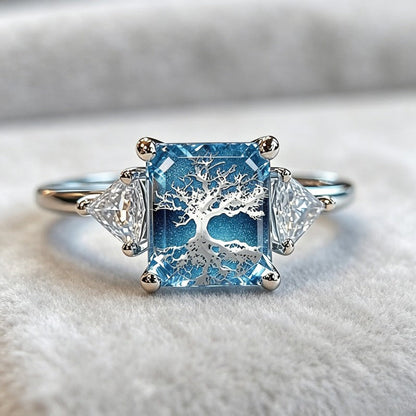 Blue Tree of Life Square Ring
