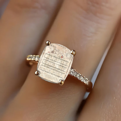 Silent Night Music Sheet Square Ring