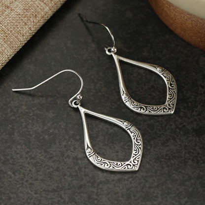 Carved Scrollwork Open Drop Earrings