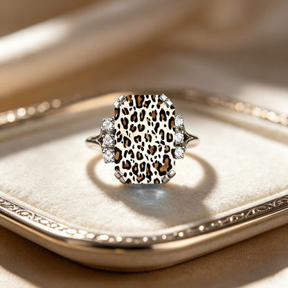 Leopard Print Crystal Ring