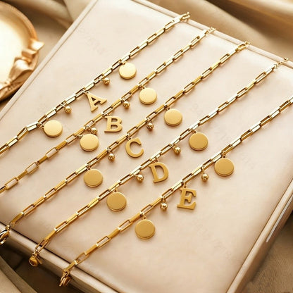 Initial Disc Link Bracelet