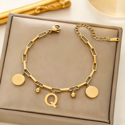 Initial Disc Link Bracelet
