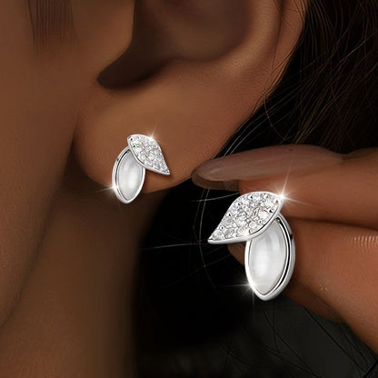 Crystal Double Leaf Stud Earrings
