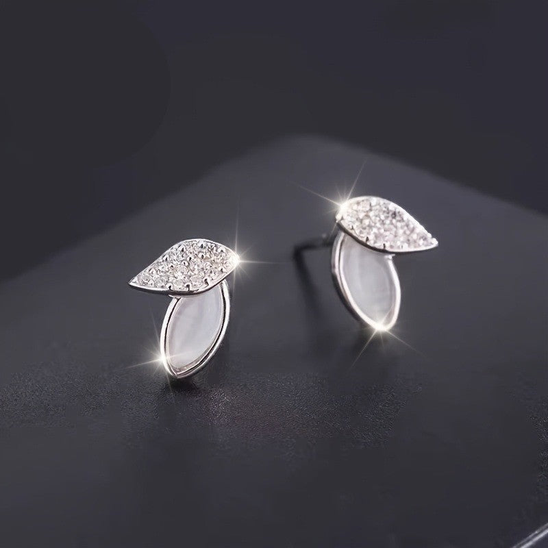 Crystal Double Leaf Stud Earrings