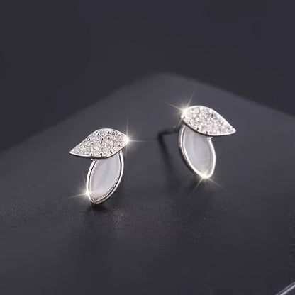 Crystal Double Leaf Stud Earrings
