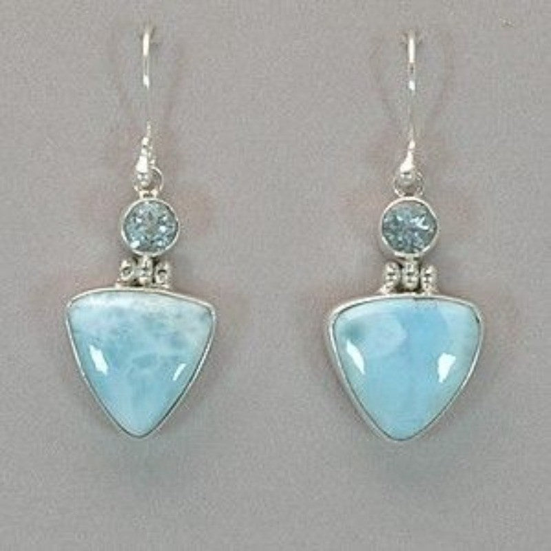 Blue Triangle Drop Earrings