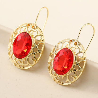 Oval Red Filigree Earrings