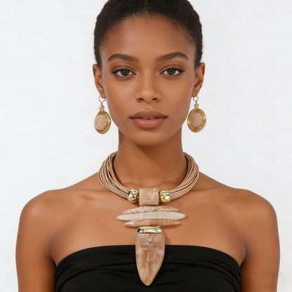 Turquoise Horn Pendant Set