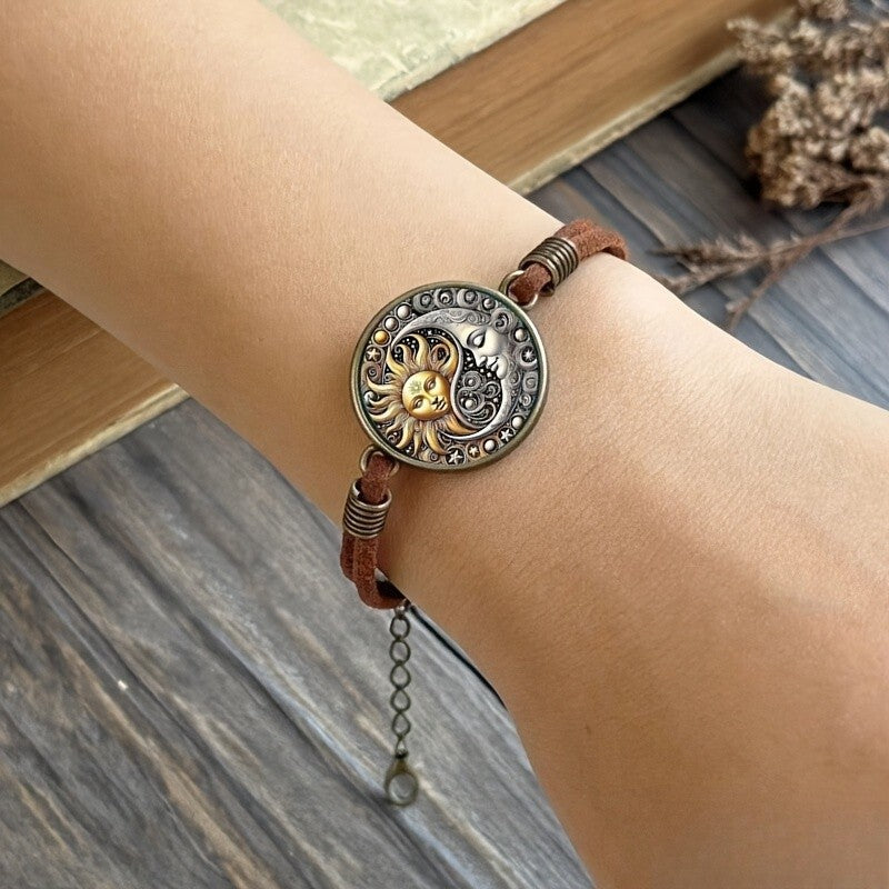Celestial Sun & Moon Medallion Bracelet