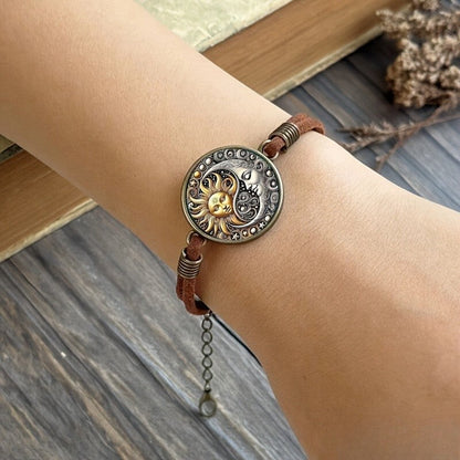 Celestial Sun & Moon Medallion Bracelet