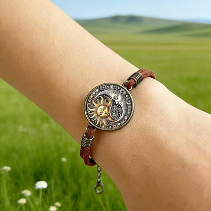 Celestial Sun & Moon Medallion Bracelet