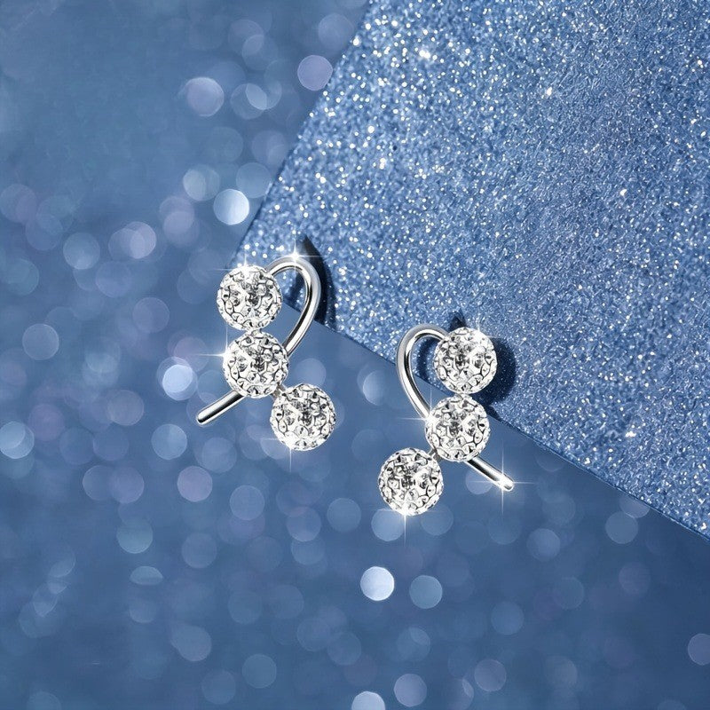 Crystal Triple Orb Stud Earrings