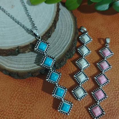 Turquoise Diamond Drop Necklace