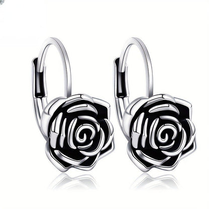 Rose Carved Hoop Earrings