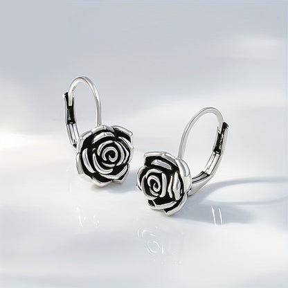 Rose Carved Hoop Earrings