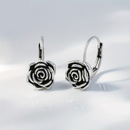 Rose Carved Hoop Earrings