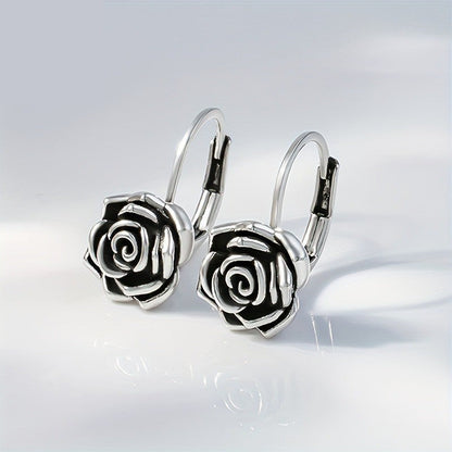 Rose Carved Hoop Earrings