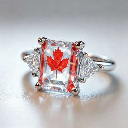 Red Maple Leaf Square Ring