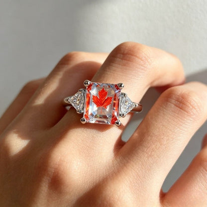 Red Maple Leaf Square Ring