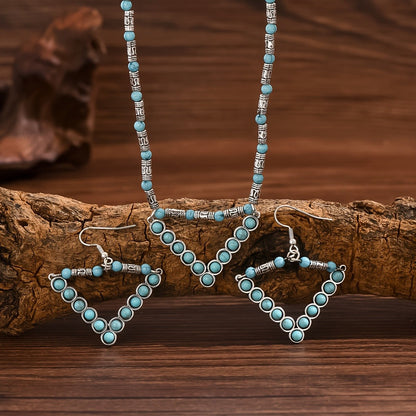 Turquoise V-Shape Necklace & Earring Set