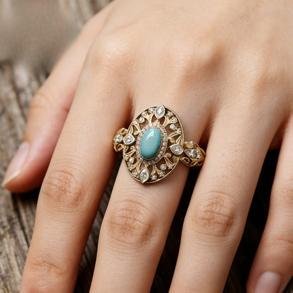 Filigree Turquoise Statement Ring