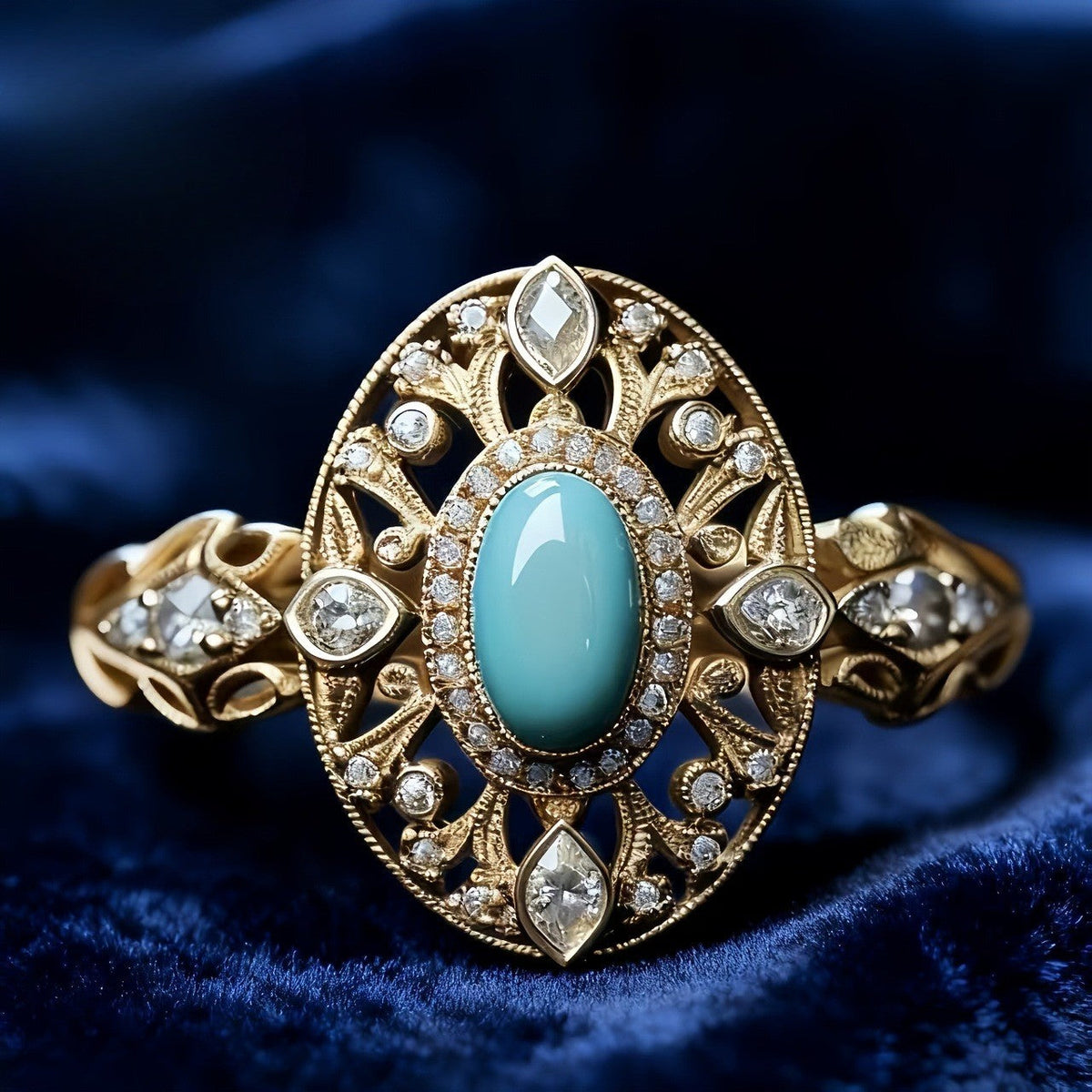Filigree Turquoise Statement Ring