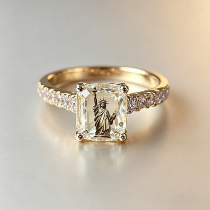 Statue Square Crystal Ring