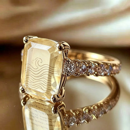 Ocean Wave Emerald Cut Ring